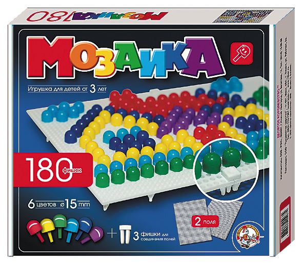 Детская мозаика пластмассовая, 180 элементов, 2 поля - Десятое Королевство