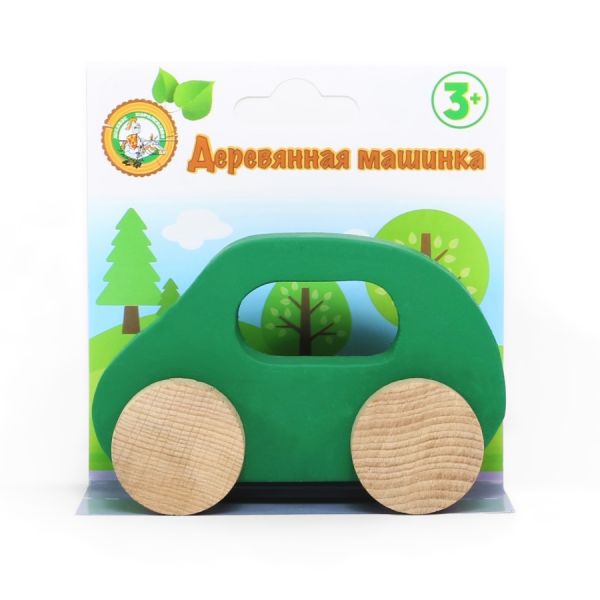 Игрушка Машинка деревянная зеленая - Десятое Королевство