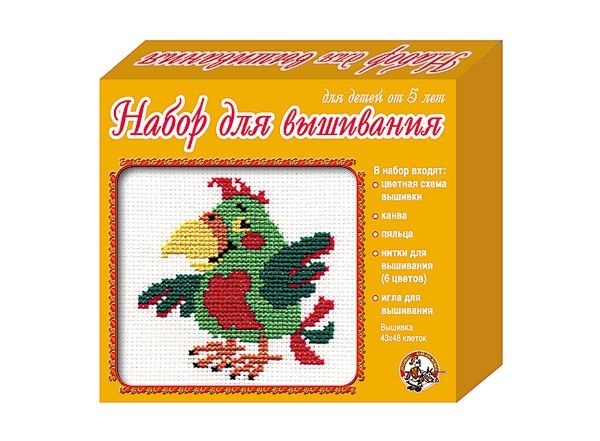 Набор для вышивания крестиком с пяльцами и иглой «Попугай» - Десятое Королевство