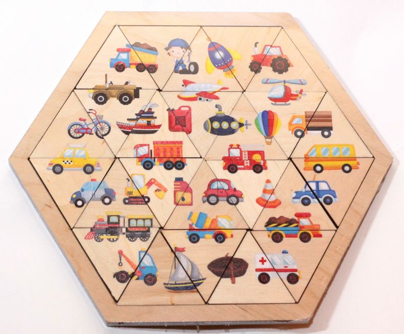 Пазл деревянный «Транспорт» шестигранник - Десятое Королевство