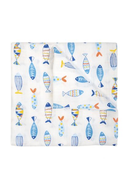 Муслиновая пеленка Рыбки 120х120 - Сонный гномик