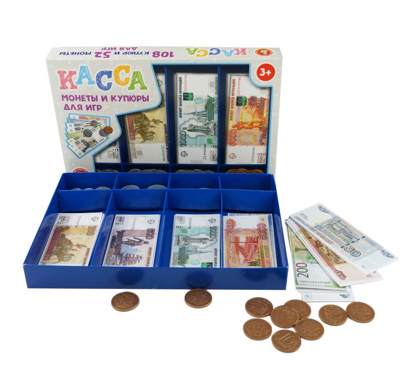 Игра обучающая финансовой грамотности «Касса. Монеты и купюры для игр» - Десятое Королевство