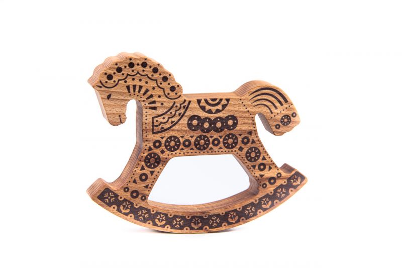 Коник-качалка коричневый с орнаментом
