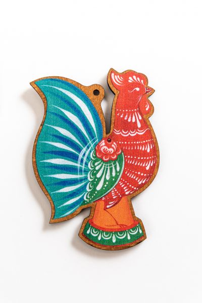 Ёлочная игрушка "Петушок" (городецкая роспись)