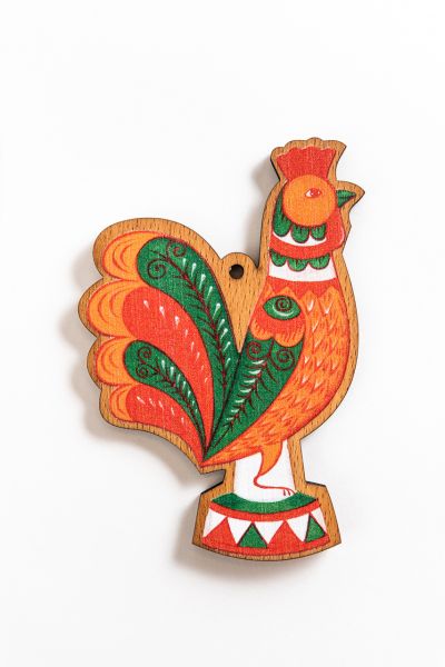 Ёлочная игрушка "Петушок" (борецкая роспись)