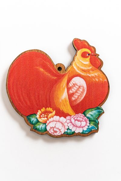 Ёлочная игрушка "Петушок" (жостовская роспись)