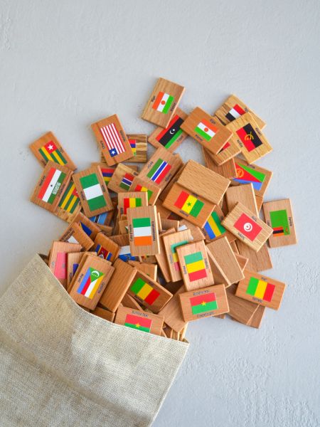 Memory game "Parts of the world. Africa" in linen bag - Мемори "Части света. Африка" в льняном мешочке