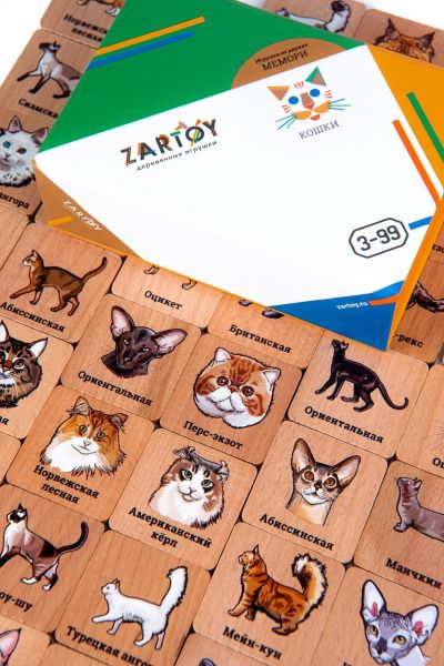Мемори "Кошки" в картонной коробочке
