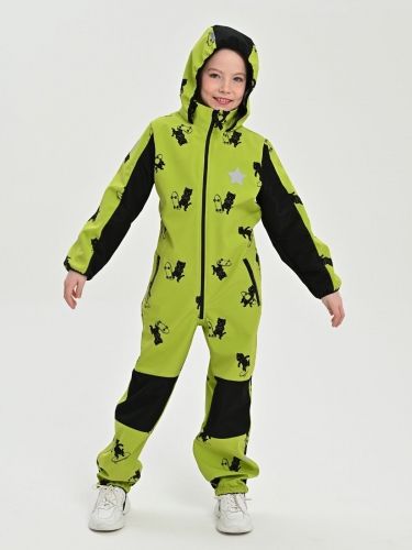 Комбинезон, Весна-Осень,  Лайм коты на скейте, арт. 210 (104 см)