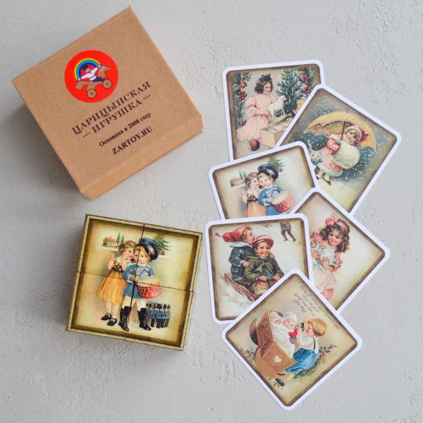 Кубики с картинками "Рождество" (4 кубика в картонной коробочке)