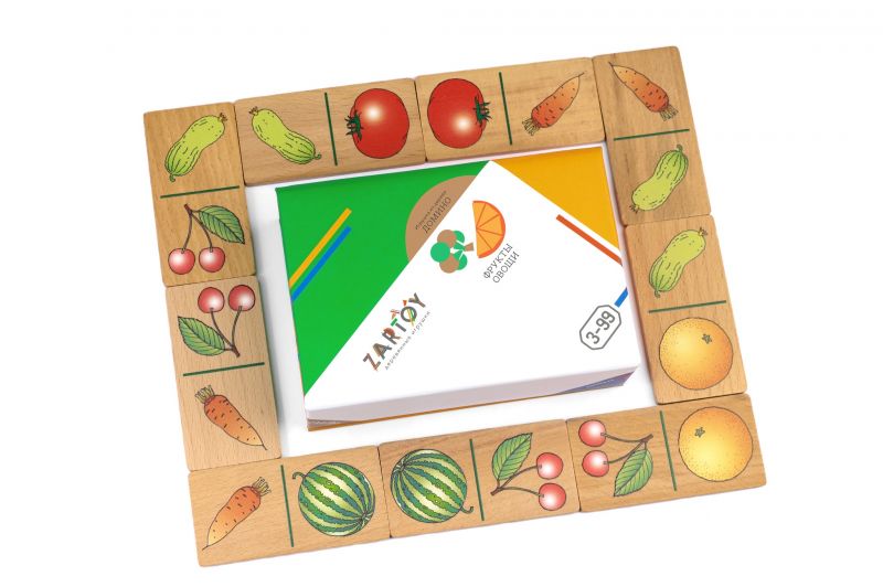 Детское домино Фрукты-овощи в картонной коробочке