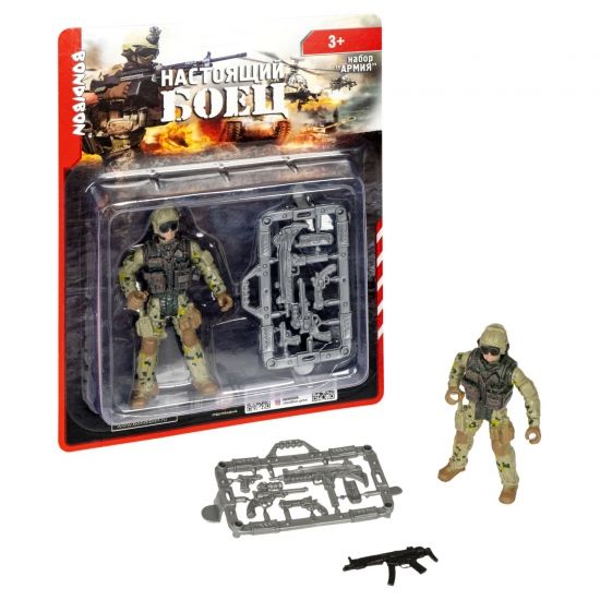 Набор игровой АРМИЯ "НАСТОЯЩИЙ БОЕЦ", фигурка солдата в шлеме с очками и комплектом оружия Bondibon - BONDIBON