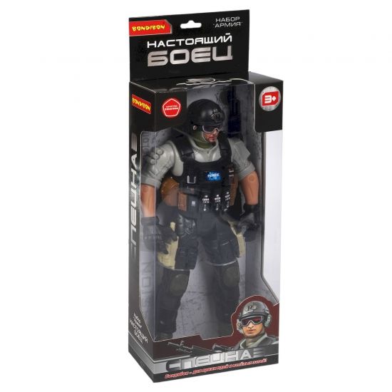 Набор игровой АРМИЯ "НАСТОЯЩИЙ БОЕЦ", фигурка солдата спецназа в очках, 31 см, Bondibon - BONDIBON