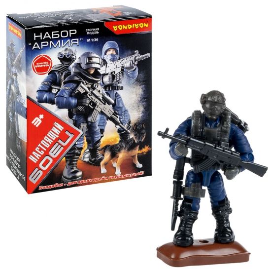 Набор игровой ФИГУРКА СОЛДАТА «НАСТОЯЩИЙ БОЕЦ», 1:36, с оружием и огнеметом, в маске, Bondibon - BONDIBON