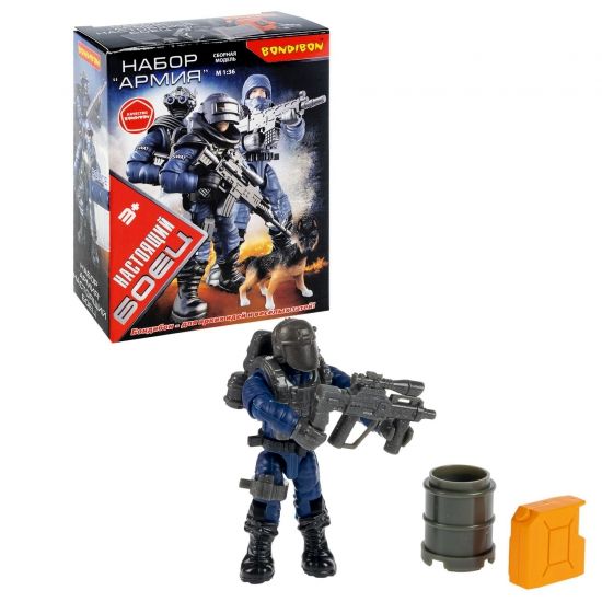 Набор игровой ФИГУРКА СОЛДАТА «НАСТОЯЩИЙ БОЕЦ», 1:36, с оружием, в маске, Bondibon - BONDIBON