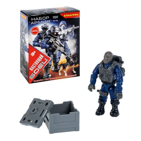 Набор игровой ФИГУРКА СОЛДАТИКА «НАСТОЯЩИЙ БОЕЦ», штурмовик с набором оружия и снаряжением, высота 6 см, Bondibon - BONDIBON
