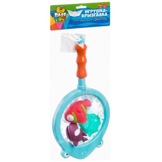 Набор игрушек для купания Bondibon Baby You "Сачок-акула и 3 рыбки" - BONDIBON