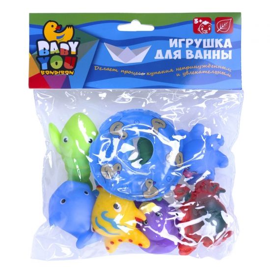 Набор игрушек для купания Bondibon Baby You "Подводный мир" с кругом 9 шт. - BONDIBON