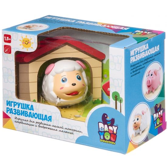 Развивающая игрушка "ОВЕЧКА С БУДКОЙ" подвижная, Baby You Bondibon - BONDIBON