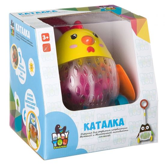 Каталка Bondibon Baby You "Курочка" с ручкой - BONDIBON