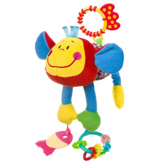 Игрушка-погремушка "ОБЕЗЬЯНА" со звуком 29 см Baby You Bondibon - BONDIBON