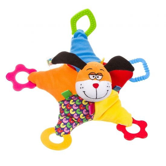Мягкая игрушка-погремушка "СОБАКА" 32см с прорезывателями Baby You Bondibon - BONDIBON