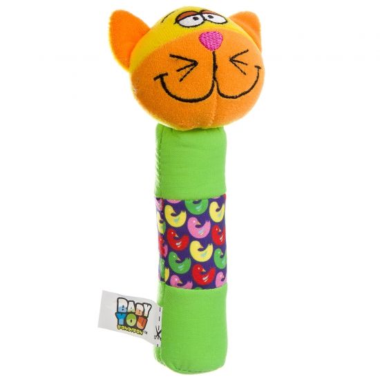 Мягкая игрушка-погремушка "КОТ" 16,5см с пищалкой Baby You Bondibon - BONDIBON