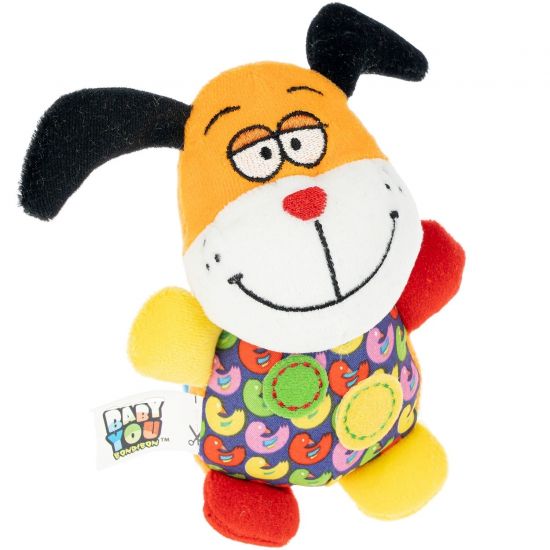 Мягкая игрушка-погремушка "СОБАКА" с пищалкой 14см Baby You Bondibon - BONDIBON