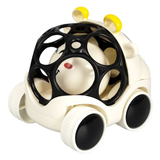 Машинка-погремушка "КОРОВКА" чёрно-белая с шаром Baby You Bondibon - BONDIBON