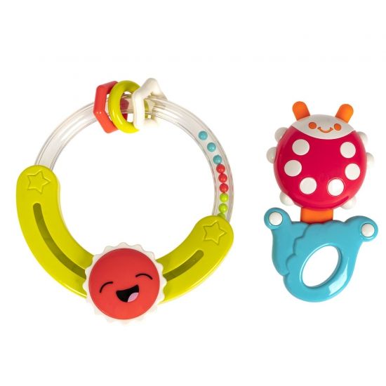 Набор погремушек "КОЛЕЧКО С СОЛНЦЕМ, БОЖЬЯ КОРОВКА" с прорезывателями Baby You Bondibon - BONDIBON