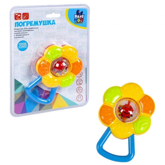 Погремушка "Цветок" красно-зелёная, Baby You Bondibon - BONDIBON
