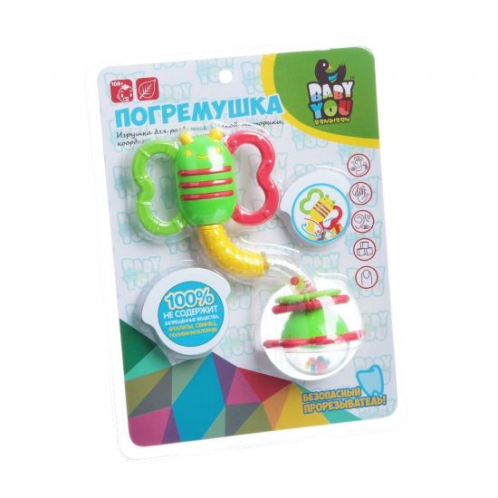 Погремушка-прорезыватель Bondibon Baby You "Жучок с цветком" - BONDIBON