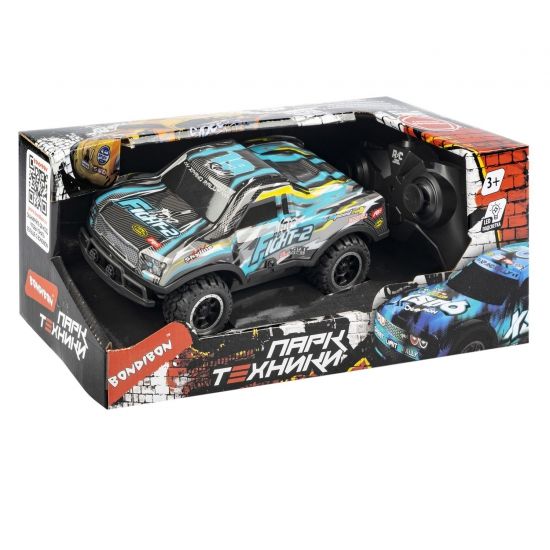 Машина на пульте управления ДЖИП ПИКАП "ПАРК ТЕХНИКИ", с LED подсветкой, 4 канала, черный с граффити, Bondibon - BONDIBON