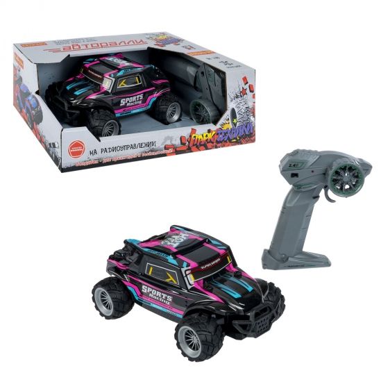 Машина на пульте управления ДЖИП "АВТОРАЛЛИ", черно-розовый, 1:18, большие колеса, р/у 2,4 ГГц, Парк Техники, Bondibon - BONDIBON