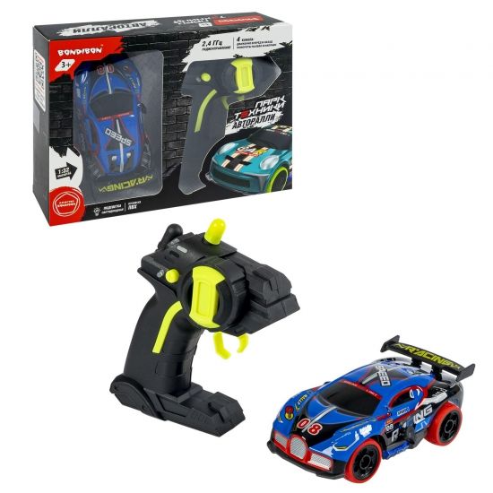 Машина на пульте радиоуправления ГОНКА "АВТОРАЛЛИ" корпус ПВХ с подсветкой, 1:32, синяя, Парк Техники Bondibon - BONDIBON