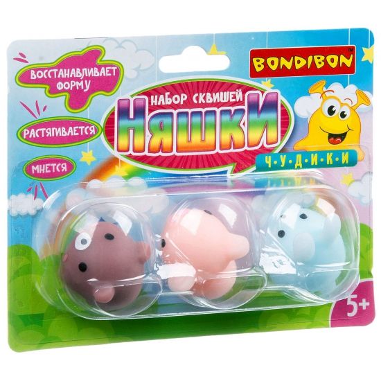 Набор сквишей "Няшки: мишка, заяц, хрюшка" Bondibon - BONDIBON