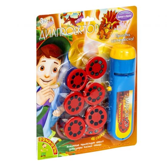 Фонарик-диапроектор Bondibon "Животные/транспорт/океан/динозавры/космос/птицы" - BONDIBON