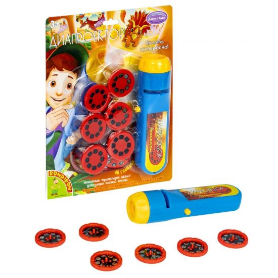 Фонарик-диапроектор Bondibon "Животные/транспорт/океан/динозавры/космос/птицы" - BONDIBON