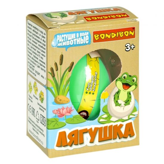 Растущая в воде игрушка «ВЫРАСТИ ЛЯГУШКУ» в зелёном яйце Bondibon - BONDIBON