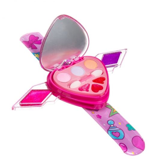 Набор детской декоративной косметики "КОСМЕТИЧКА-БРАСЛЕТ" розовое сердце, 3 оттенка теней, 5 блесков для губ, аксессуары Eva Moda Bondibon - BONDIBON