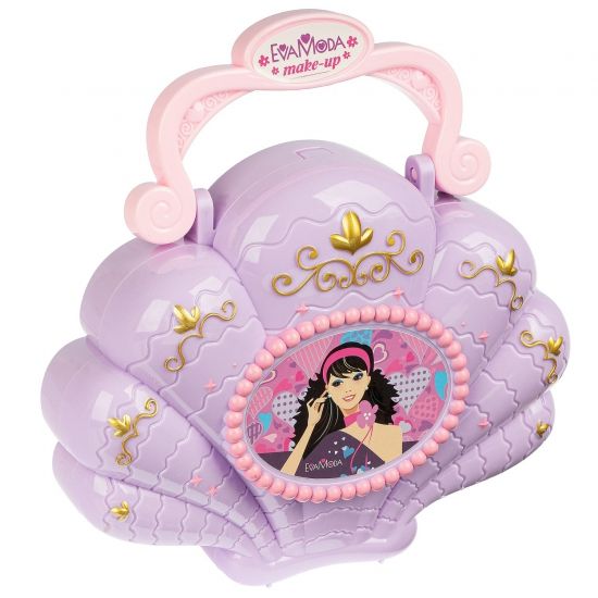 Набор детской декоративной косметики "РАКУШКА", раздвижная косметичка сумочка, сиреневая, 2 уровня, Eva Moda Bondibon - BONDIBON