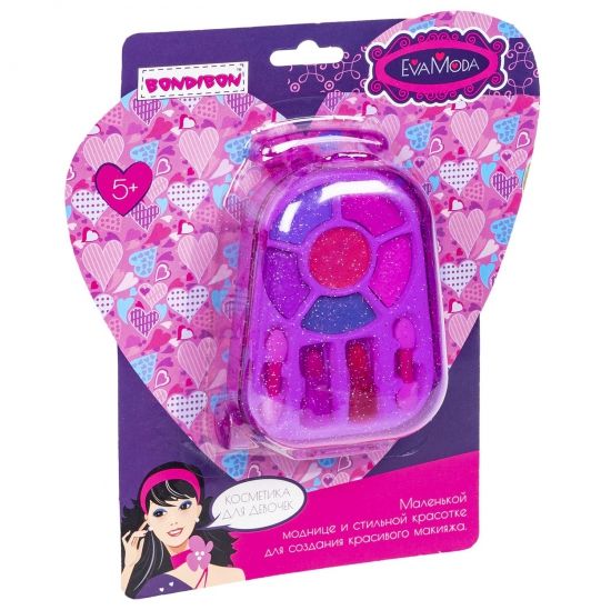 Набор детской декоративной косметики "ЧЕМОДАНЧИК" компактная розовая косметичка Eva Moda Bondibon - BONDIBON