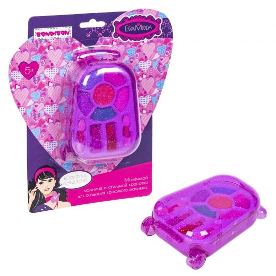 Набор детской декоративной косметики "ЧЕМОДАНЧИК" компактная розовая косметичка Eva Moda Bondibon - BONDIBON