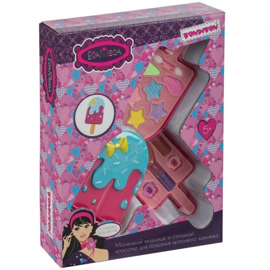 Набор детской декоративной косметики "ЭСКИМО", раздвижная косметичка розово-голубого цвета, 2 уровня, Eva Moda Bondibon - BONDIBON
