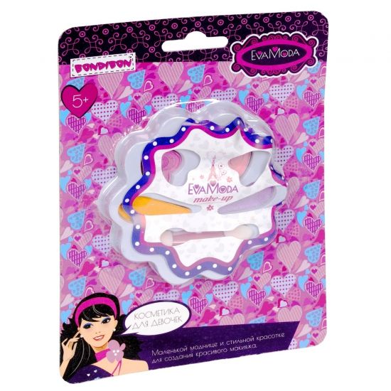Набор детской декоративной косметики "ЦВЕТОК", палетка из 4 оттенков теней для век, Eva Moda Bondibon - BONDIBON