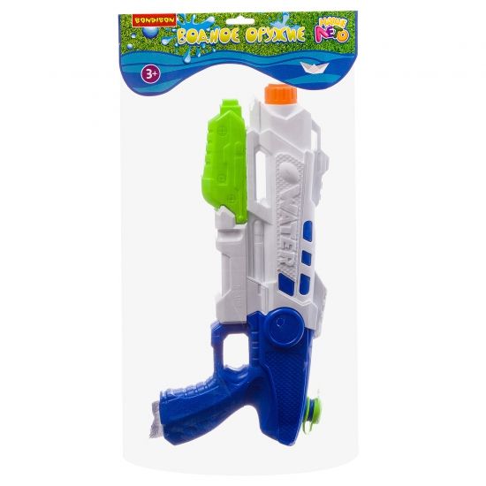 Водный пистолет с помпой бело-синий Наше Лето Bondibon - BONDIBON
