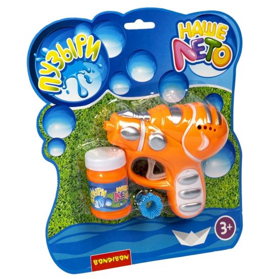 Пистолет для пускания мыльных пузырей Bondibon Наше лето оранжевый 45 мл - BONDIBON