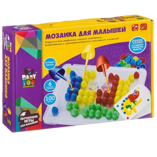Развивающая игра Baby You "Мозаика для малышей" 100 фишек - BONDIBON