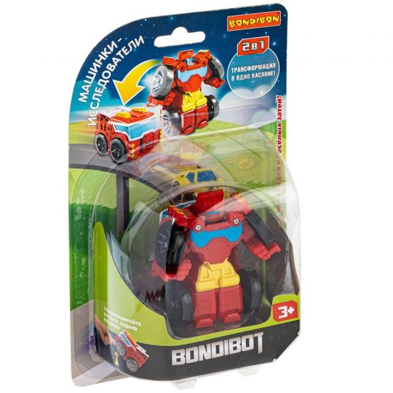 Трансформер "BONDIBOT 2в1" красный робот-пожарная машинка исследователь, трансформация в одно касание Bondibon - BONDIBON