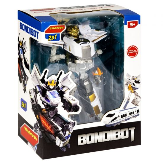 Трансформер "BONDIBOT 2в1" робот-поезд коричневый, собери большого робота, Bondibon - BONDIBON